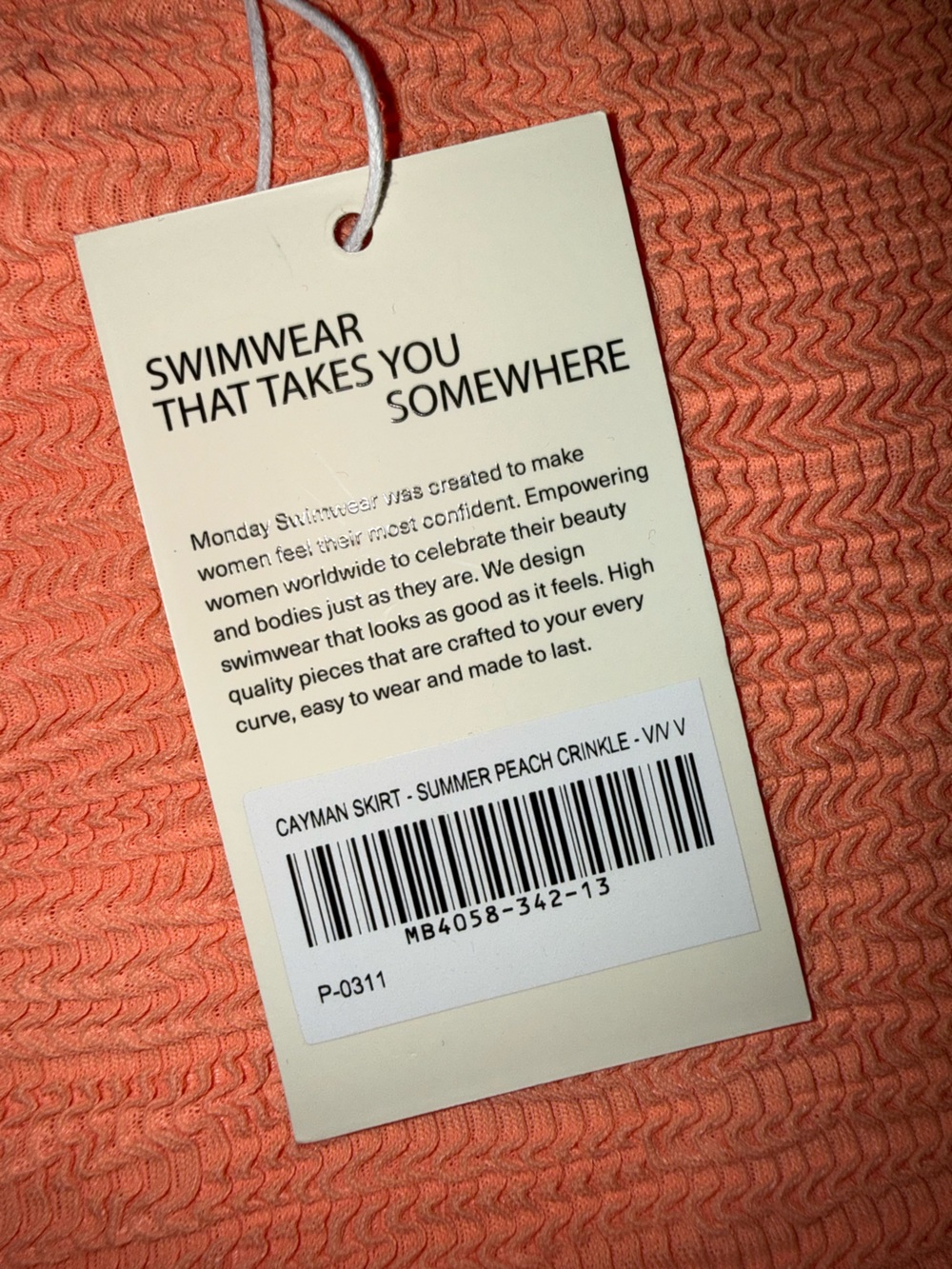 NWT Monday Swimwear cayman summer peach 🍑 crinkle Skirt New With Tags size XL V - Picture 4 of 8